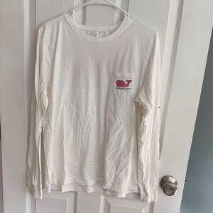 Vineyard Vines Kids White Tee with Pink Logo